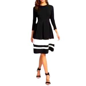 NWOT Eliza J. Striped Contrast Long Sleeve Mid Dress Size M